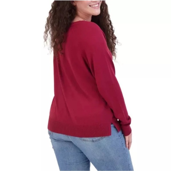 Lucky Brand Women's Red V-Neck Sweater, XX-Large - Picture 3 of 11